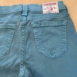 True Religion Turquoise crop jeans